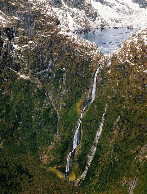 sutherland falls and lake quill aerial … license image 70300518 lookphotos