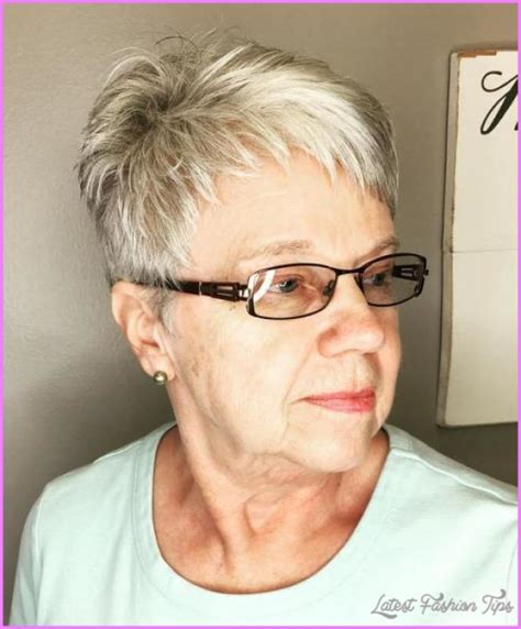 Long pixie haircut with a deep side part. Short Hairstyles For Women Over 50 With Glasses ...