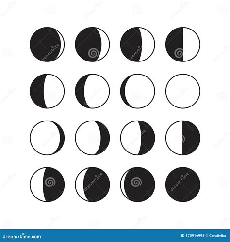Moon Phases Icons Stock Vector Illustration Of Isolated 170916998