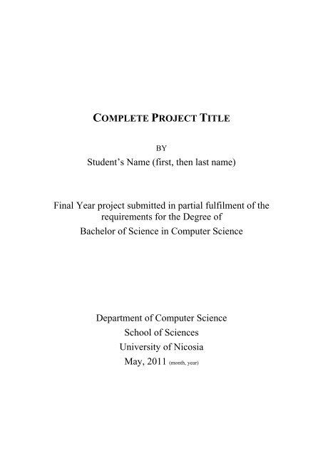 Final Year Project Thesis Template University Of Nicosia