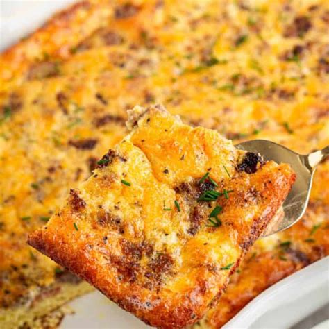 Easy Low Carb Breakfast Casserole With Eggs Bacon Cheese And Sausage