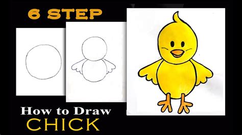How To Draw Chick In 6 Steps How To Draw Chick In Easy Youtube