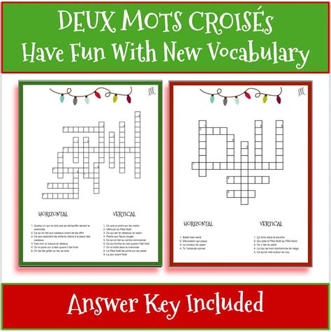 French Christmas Crossword Puzzle Printable Download Mots Croisés Pour