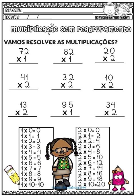 Atividades De Matemática Multiplicação Simples Dani Educar