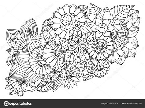 Doodle El Patrón En Blanco Y Negro Patrón De Flores Para Colorear F3a