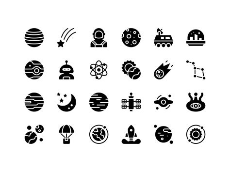 Space Objects Glyph Icon Set 2745512 Vector Art At Vecteezy