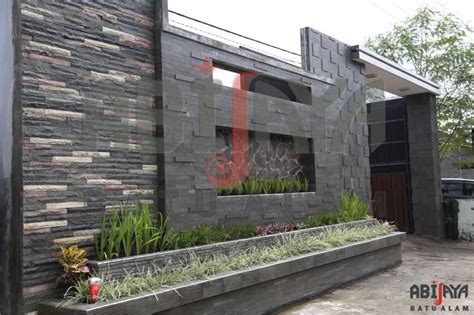 Pagar Rumah Minimalis Modern Batu Alam Desain Rumah