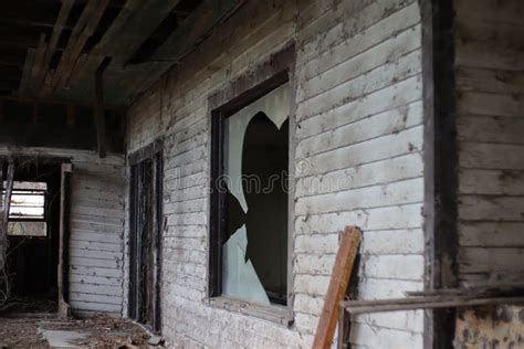 Old Creepy Scary Wooden Overgrown Abandoned Mansion Porch Broken Window