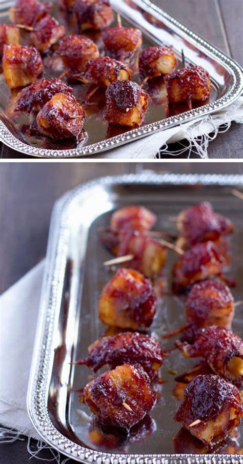 Nothing says new year's menu like appetizers! Bacon Wrapped Water Chestnuts | Quick and Easy Holiday ...