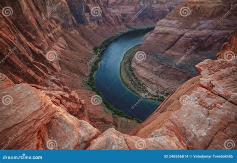 Horseshoe Bend On Colorado River In Glen Canyon Panoramic View Of The
