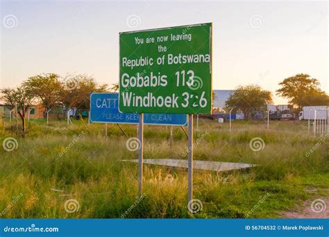 Road Signs On The Border Between Namibia And Botswana Editorial Photography Image Of Outdoors