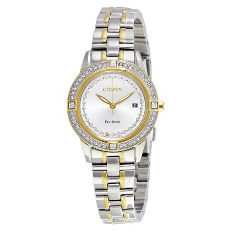 citizen silhouette crystal eco drive two tone ladies watch fe1154 57a silhouette crystal