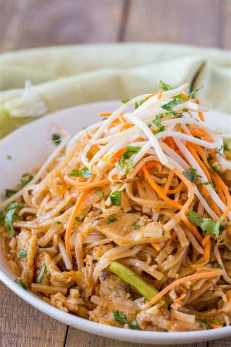 We trimmed calories and boosted flavor by cutting back on the sugar you'll find in many restaurant versions. Chicken Pad Thai - Dinner, then Dessert