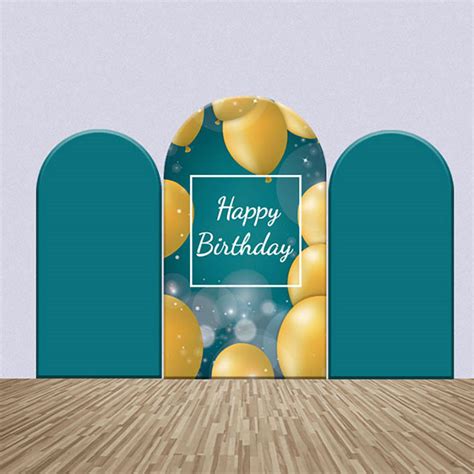 Teal Gold Balloons Bokeh Birthday Arch Backdrop Kit Lofaris