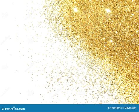 Gold Glitter Sparkles On White Background Beautiful Abstract Backdrop
