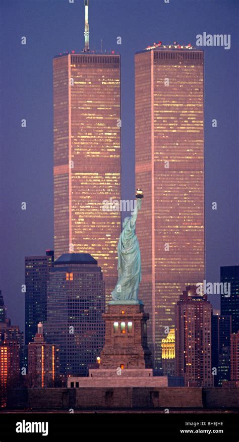 Nachtaufnahme Von Der World Trade Center Die Twin Towers Und Die