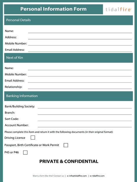 Printable Basic Personal Information Form Templates Fillable Images