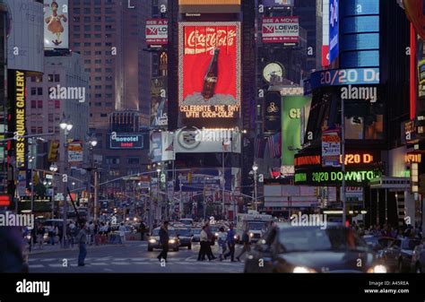 Times Square New York Billboards And Neon Signs Dominate Broadway And