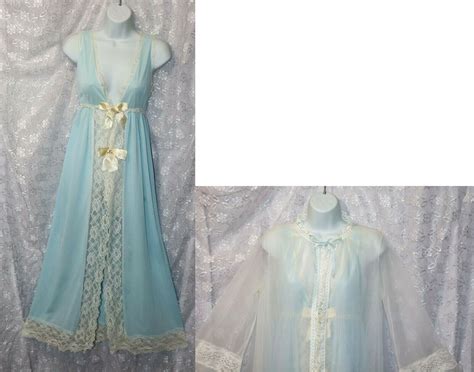 vtg gotham 60s blue nylon negligee nightgown chiffon peignoir set s mのebay公認海外通販｜セカイモン