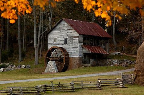 Grist Mill In Fall By Jimmy Phillips Water Wheel Grist Mill Water Mill