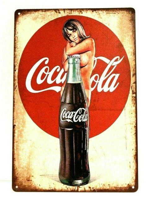 Coca Cola Coke Tin Sign Rustic Vintage Pinup Girl Advertising Etsy