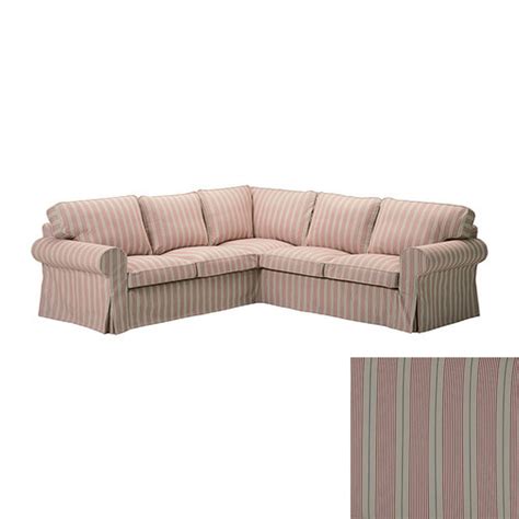 Ikea Ektorp Corner Sofa Slipcover Sectional Cover Mobacka Stripes Red 2