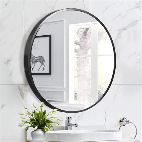 Neutype 28 Round Wall Mirror Modern Aluminum Alloy Mirror For Bedroom