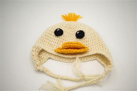 Crochet Duck Hat Handmade White Duck Hat With Yellow Beak Etsy