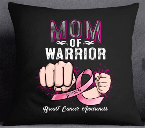 Mom Of Warrior Breast Cancer Awareness Personalized Pillow Sport World Shopping