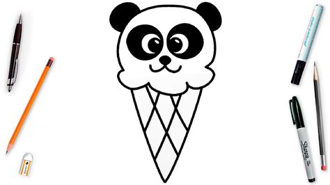 How To Draw Panda Ice Cream Easy Step By Step Cute Panda Art Lesson