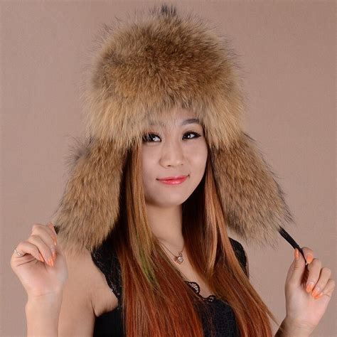russian fur hat ushanka leather winter fur hats of real raccoon fur silver fox fur cossack