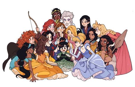Elsa Anna Rapunzel Ariel Snow White And 10 More Disney And 14 More Drawn By Juanmao