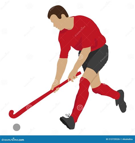 Field Hockey Player With Ball And Stick In Game Sport Vector Stock