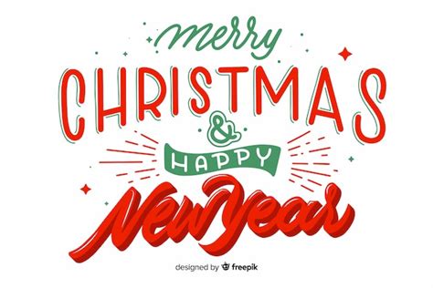 Free Vector Merry Christmas And Happy New Year Lettering
