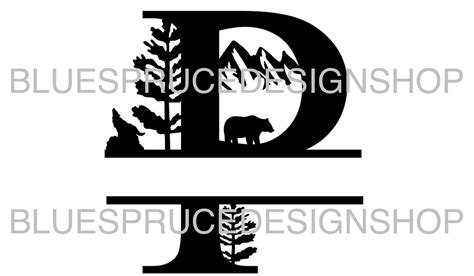 Svg File For Mountain Theme Monogram Letter Custom Designed Etsy