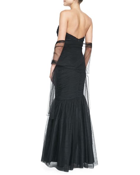 Lyst Ml Monique Lhuillier Strapless Beaded Bodice Gown In Black