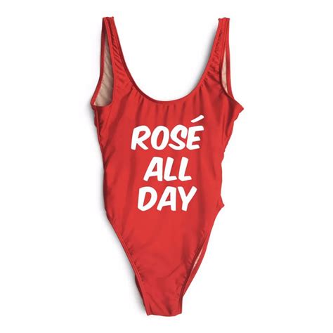 Rose All Day Swimsuit Thong One Piece Swimwear Sexy Letter Print Bodysuit Backless Monokini