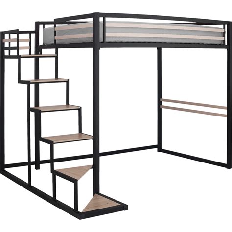 Recommandé avec le sommier kuba. Lit mezzanine en acier Noir - 140x200 cm - épaisseur max ...