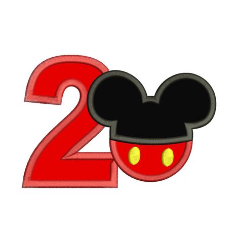 2nd Birthday Mickey Number 2 Applique Design