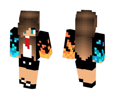 Download Office Girl With Fire Water Minecraft Skin For Free