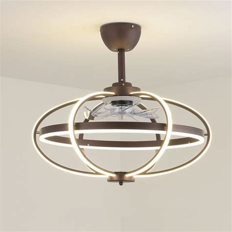 Modern Oval Cage Acrylic Led Ceiling Fan With Light Remote Control