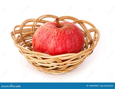 One Bigred Apple In The Basket Stock Image Image Of Organic Isolated