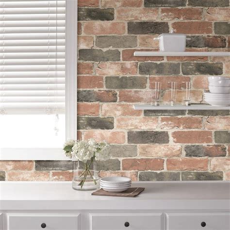 Peel And Stick Brick Wallpaper Home Decor The Home Depot