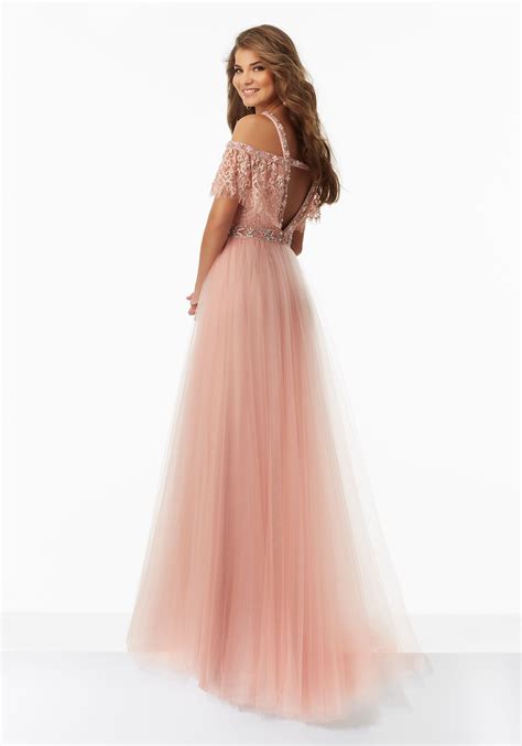 Boho Prom Dress With Lace Bodice And Tulle Skirt Morilee