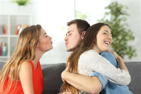 Boy Cheating To His Girlfriend With Her Best Friend Stock Image Image Of Betrayal Family