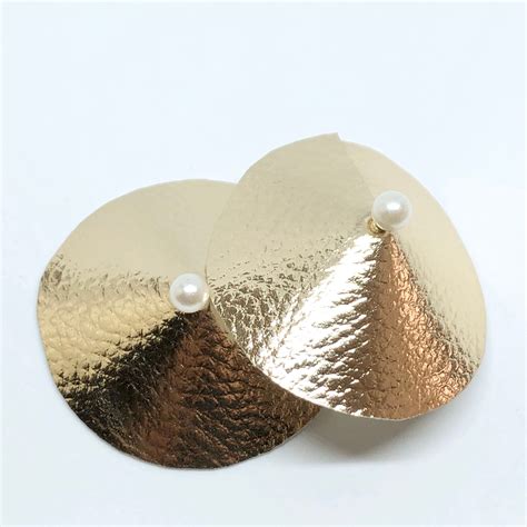 Gold Faux Leather Burlesque Pasties Nipple Covers With Pearl Etsy Ireland