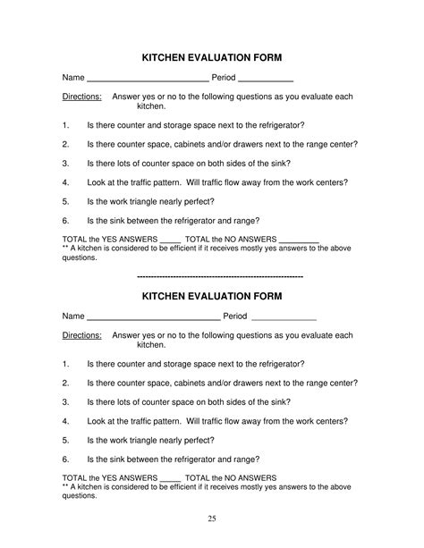 printable kitchen staff evaluation form printable forms free online