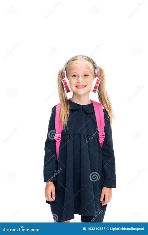 Beautiful Schoolgirl With Headphones Stock Photo Image Of Female