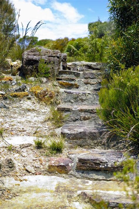 Stone Step Path In Rugged Mountain Landscape In Australia Stock Photo
