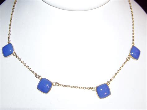 Art Deco Vintage Blue Glass Delicate Necklace From Phalan On Ruby Lane